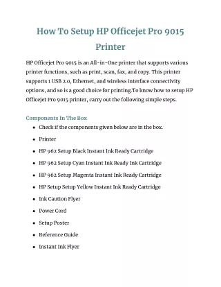 how to setup hp o cejet pro 9015