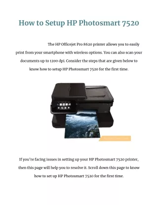 how to setup hp photosmart 7520