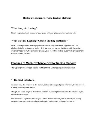 Best multi exchange crypto trading platform