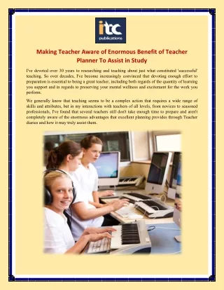 Making Teacher Aware of Enormous Benefit of Teacher Planner To Assist in Study