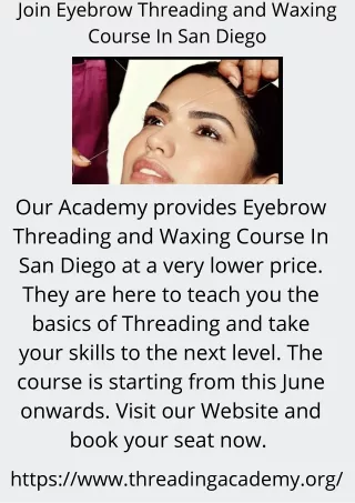 Join Eyebrow Threading and Waxing Course In San Diego