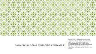 Commercial Solar Financing Companies PPT