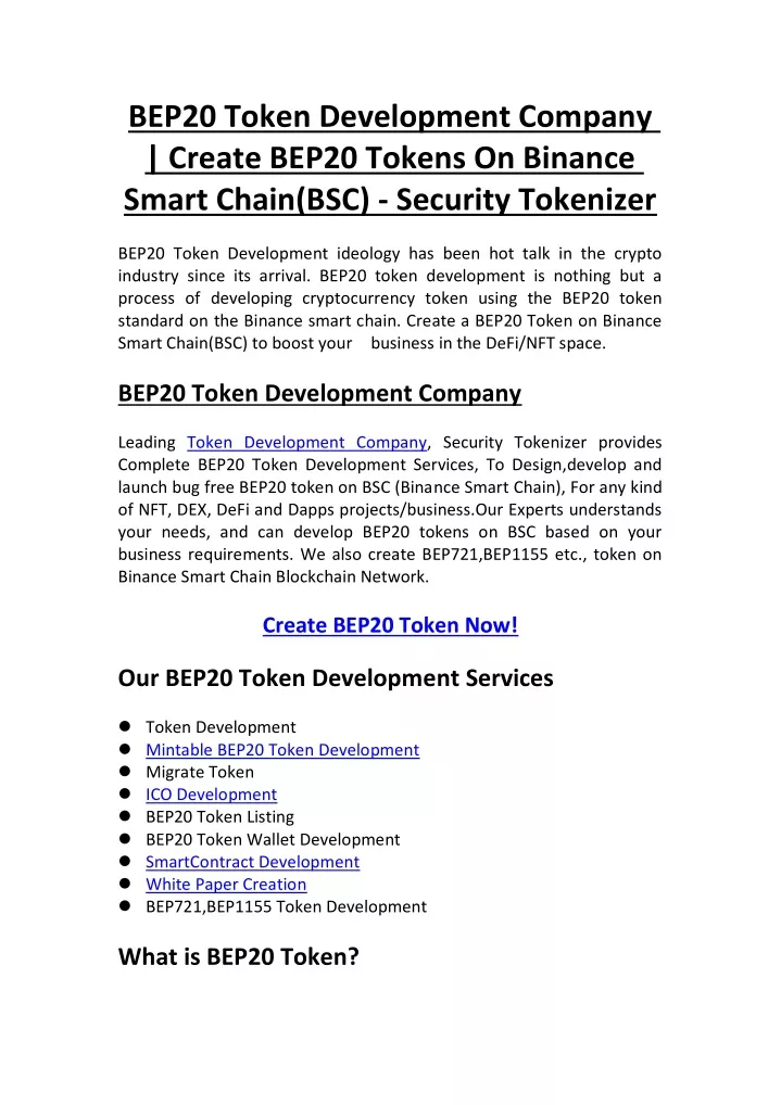 bep20 token development company create bep20