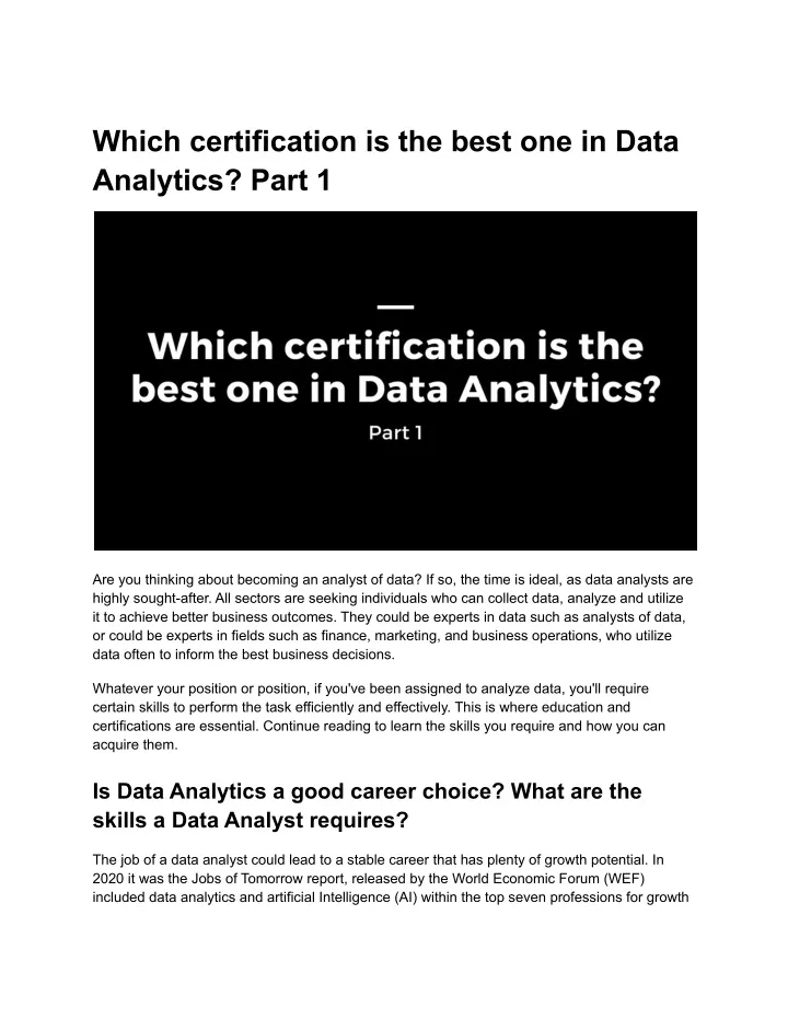 which certification is the best one in data