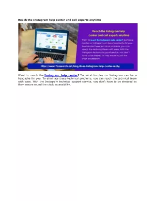 Reach the Instagram help center and call experts anytime