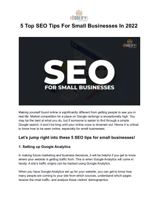 5 Top SEO Tips For Small Businesses In 2022