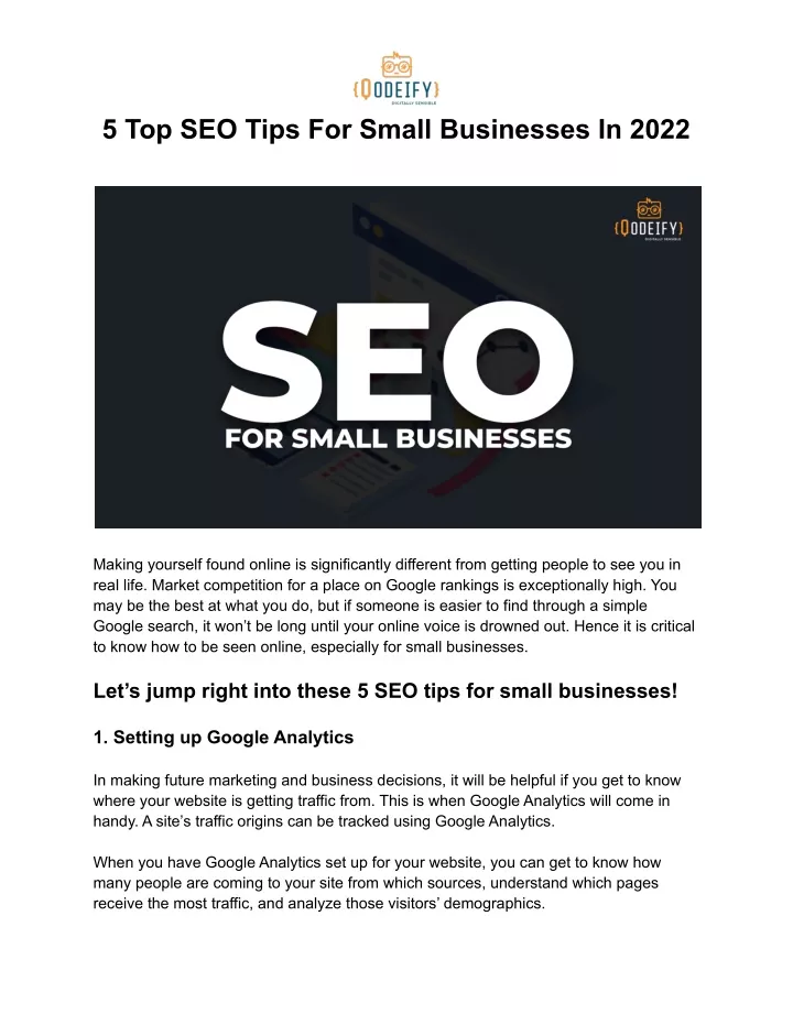 5 top seo tips for small businesses in 2022