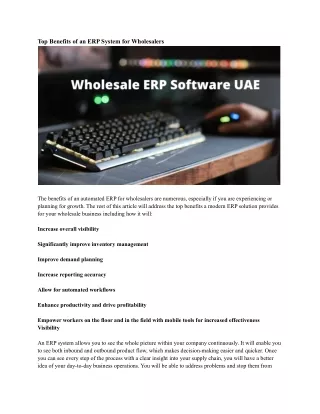 top benefits of an erp system for wholesalers