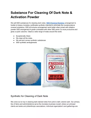 Cleaning Of Dark Note & Activation Powder