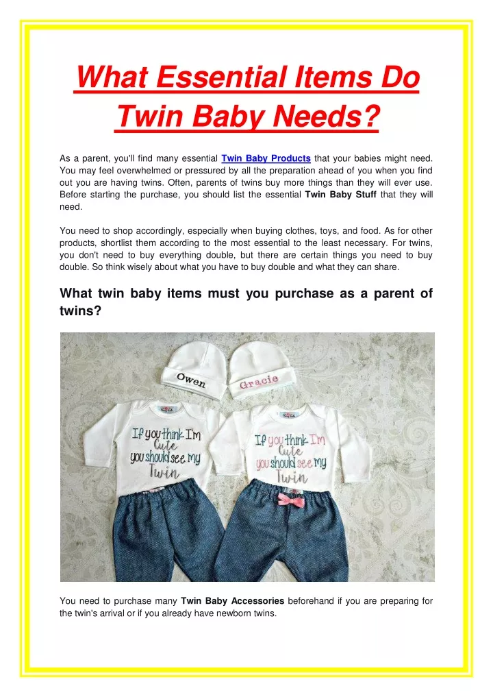 what essential items do twin baby needs
