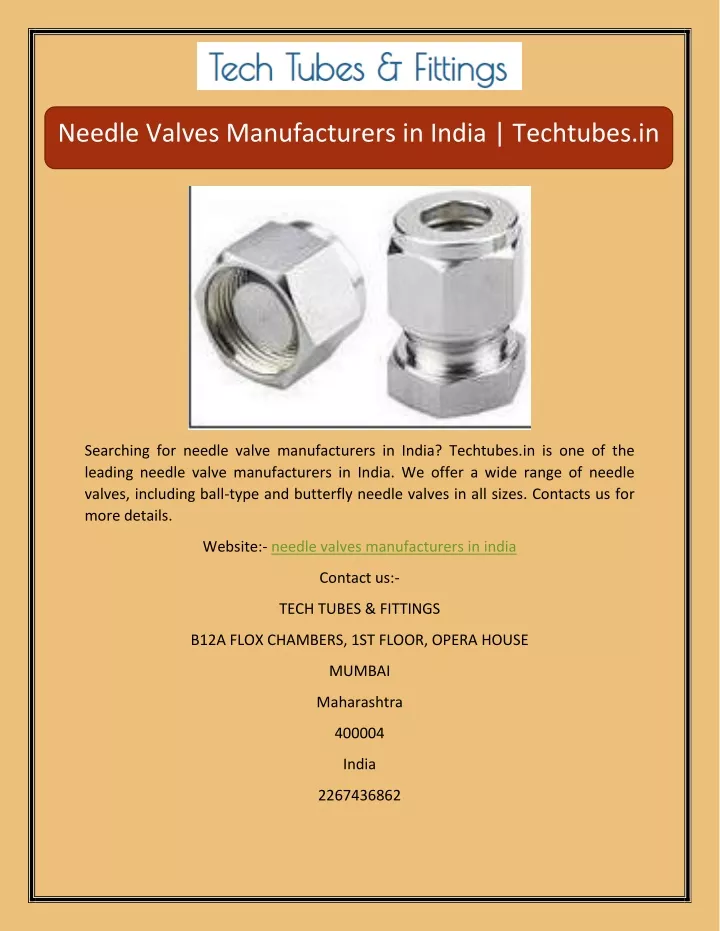 needle valves manufacturers in india techtubes in