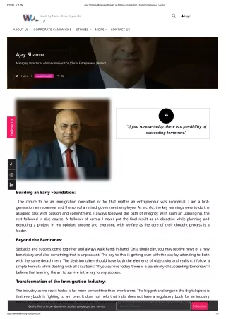 An enlightening and enriching Wah Story interview with Mr. Ajay Sharma