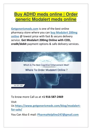 Buy ADHD meds online | Order generic Modalert meds online