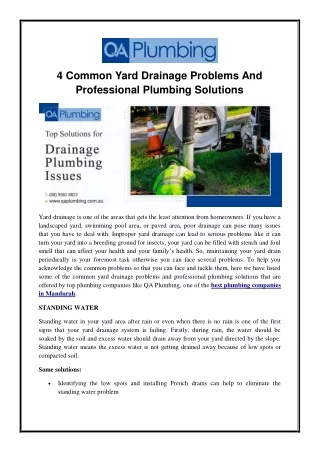 4 Common Yard Drainage Problems And Professional Plumbing Solutions