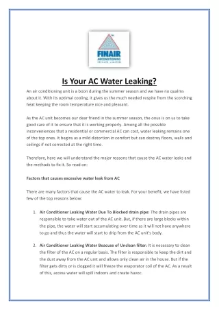 Is Your AC Water Leaking