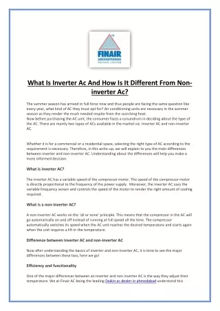 What Is Inverter Ac And How Is It Different From Non-inverter Ac