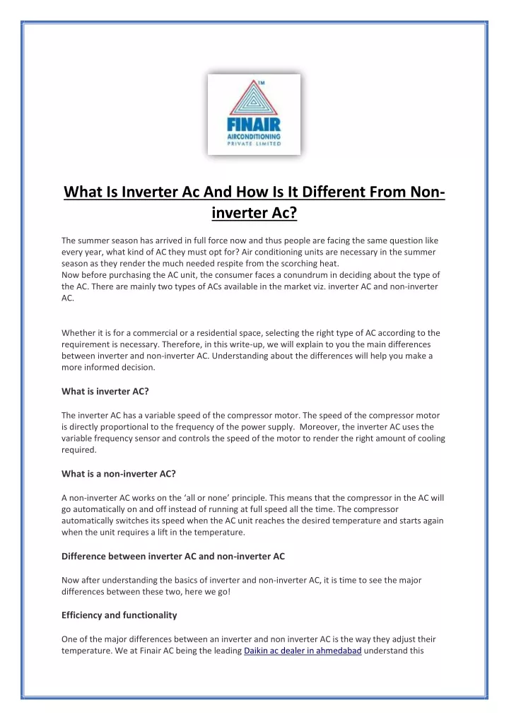 what is inverter ac and how is it different from