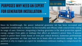 Purposes Why Need An Expert For Generator Installation