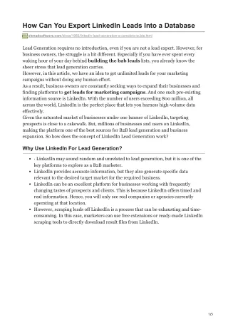 how can you export linkedin leads into a database