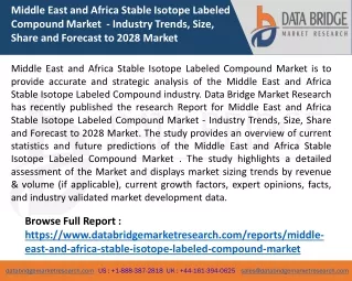 Middle East and Africa Stable Isotope Labeled Compound Market  - Industry Trends, Size, Share and Forecast to 2028 Marke