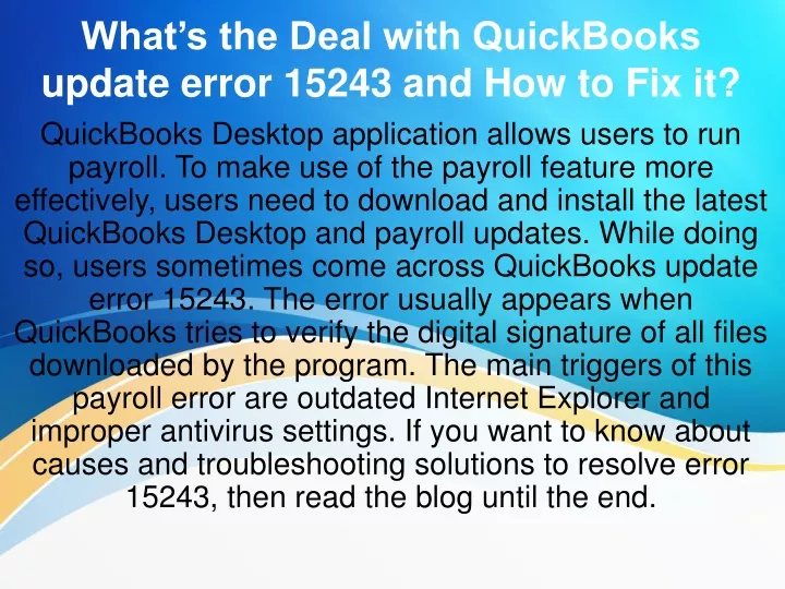 what s the deal with quickbooks update error 15243 and how to fix it