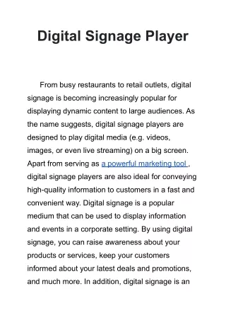 Digital Signage Player