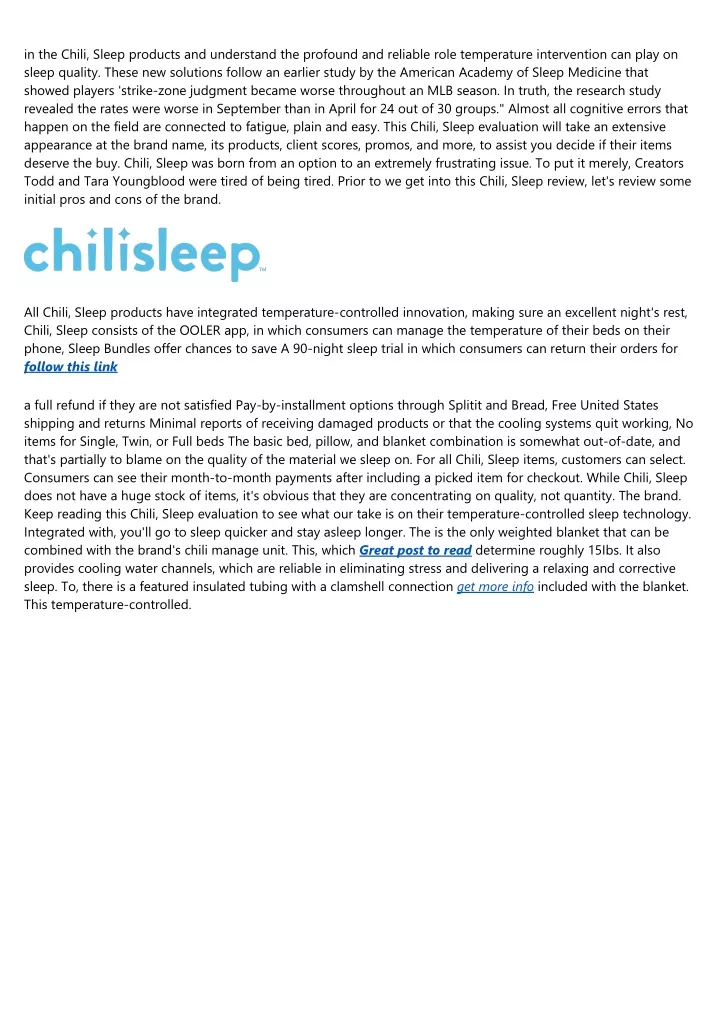 in the chili sleep products and understand