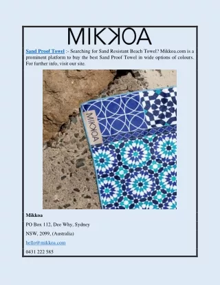 Sand Proof Towel | Mikkoa.com
