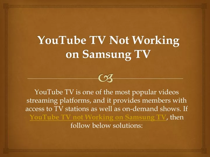 youtube tv not working on samsung tv