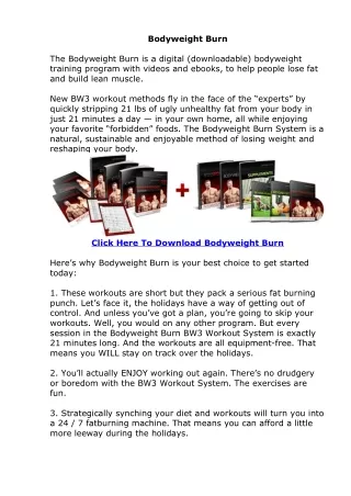 Bodyweight Burn System by Adam Steer PDF Program