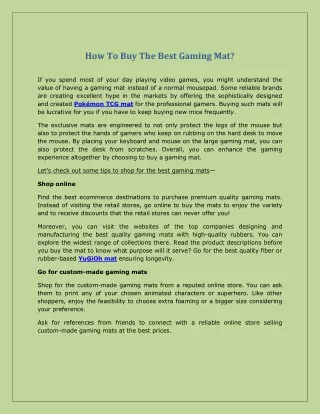 How To Buy The Best Gaming Mat