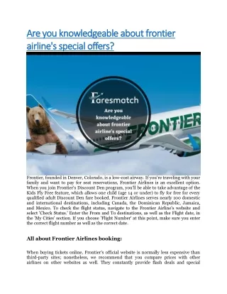 are you knowledgeable about frontier