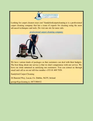 Professional Carpet Cleaning Company | Sandyfordcarpetcleaning.ie