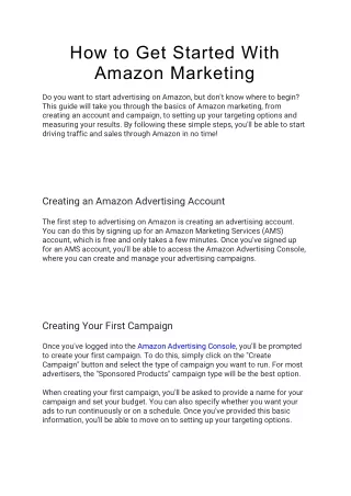 how to get started with amazon marketing this
