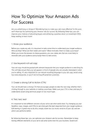 how to optimize your amazon ads for success