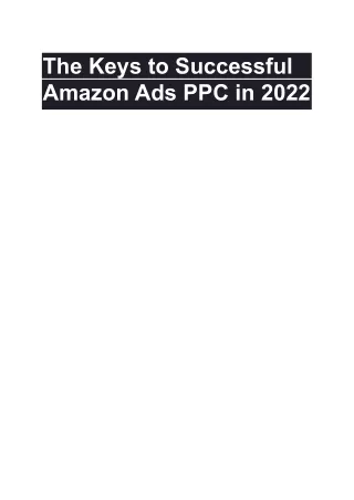 the keys to successful amazon ads ppc in 2022