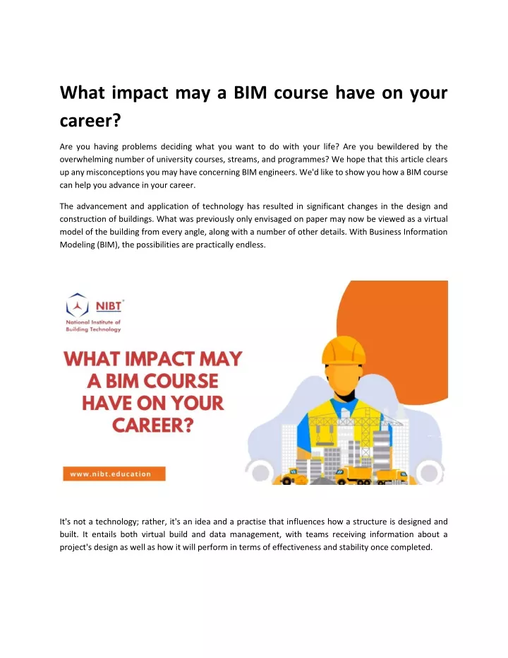 what impact may a bim course have on your career