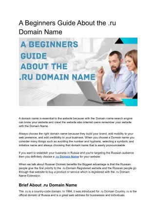 a beginners guide about the ru domain name
