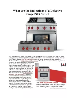 What are the Indications of a Defective Range Pilot Switch