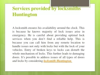 How to Locksmith Huntington