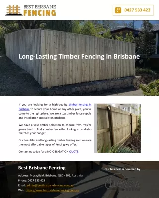Long-Lasting Timber Fencing in Brisbane
