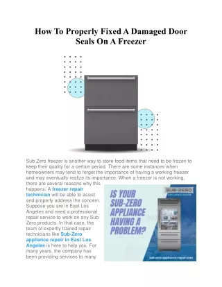 How To Properly Fixed A Damaged Door Seals On A Freezer
