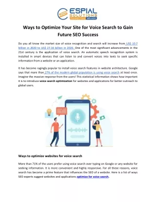 Ways To Optimize Your Site For Voice Search To Gain Future SEO Success