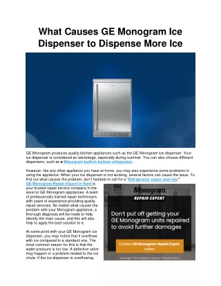 What Causes GE Monogram Ice Dispenser to Dispense More Ice