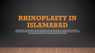 Rhinoplasty in Islamabad