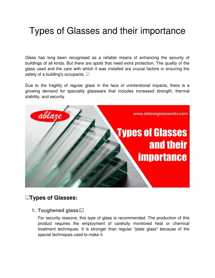 types of glasses and their importance