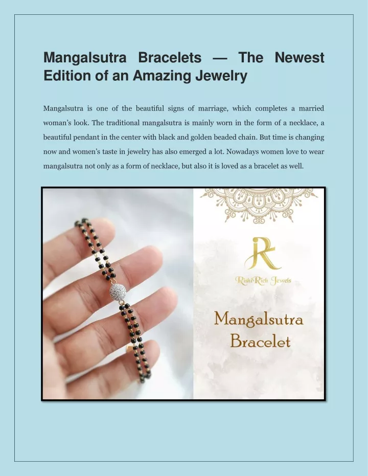 mangalsutra bracelets the newest edition