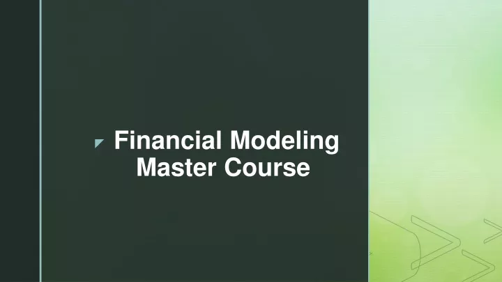 financial modeling master course