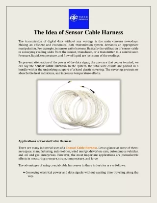The Idea of Sensor Cable Harness