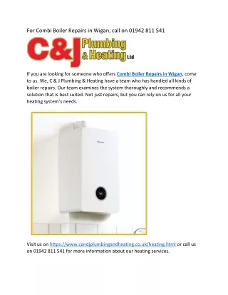 For Combi Boiler Repairs in Wigan, call on 01942 811 541